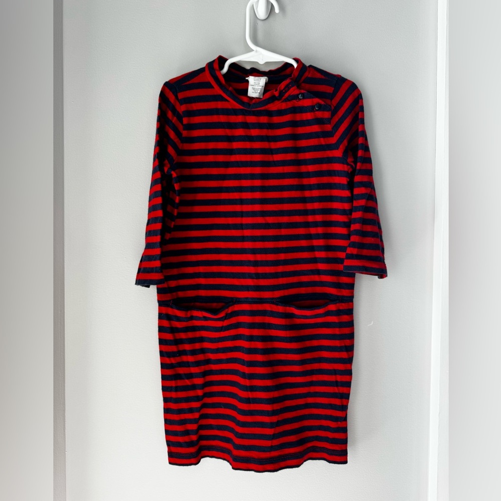 Crewcuts Red and Navy Blue Striped Kids Dress